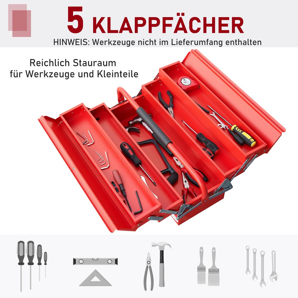 WERKZEUGKOFFER - Rot, Metall (20/41/56cm) - DURHAND