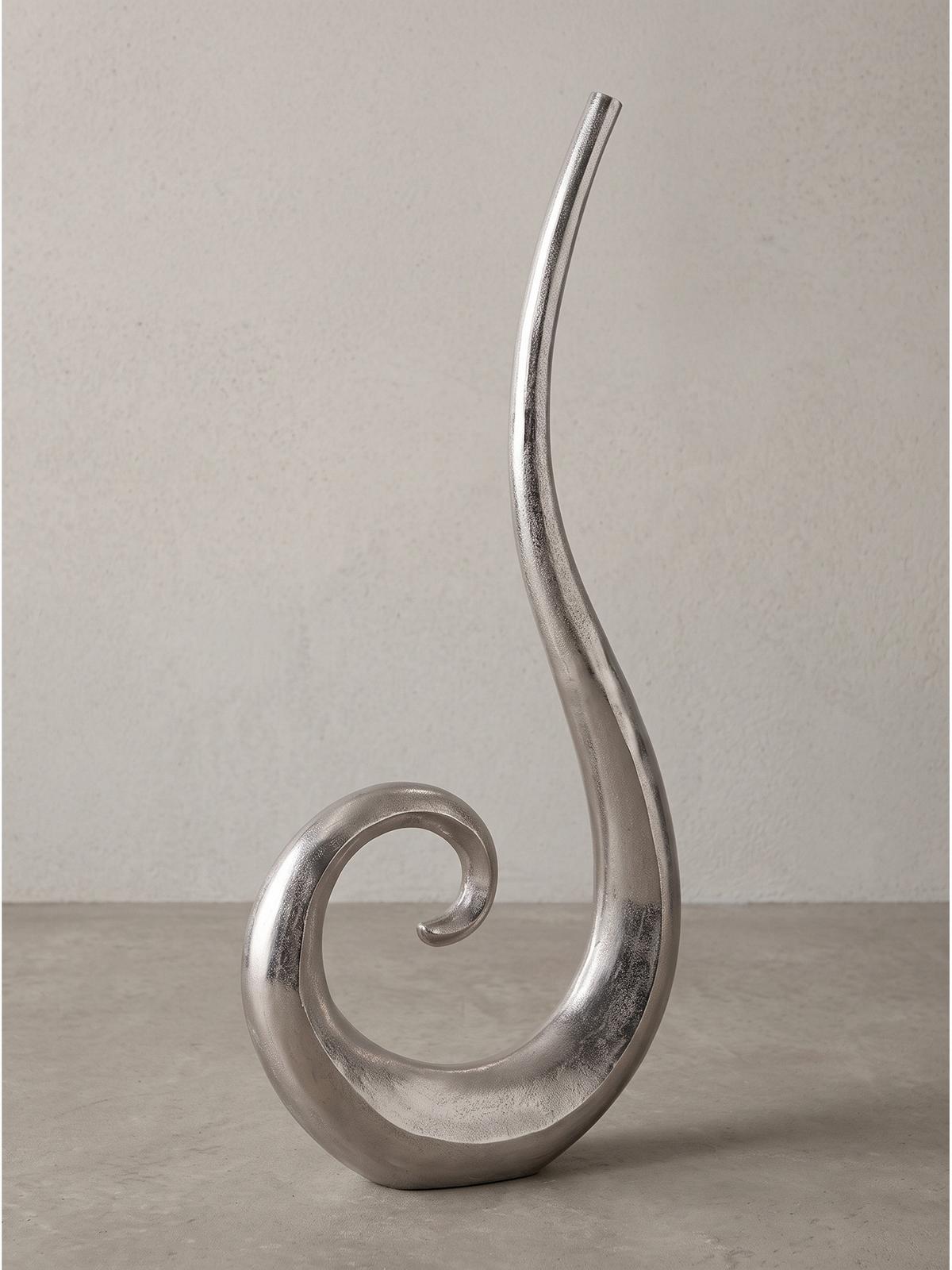 BODENVASE BAVENO, Aluminium, handgefertigt, Silber, 48 x 10 x 100 cm - Silberfarben, Metall (100cm) - KADIMA DESIGN
