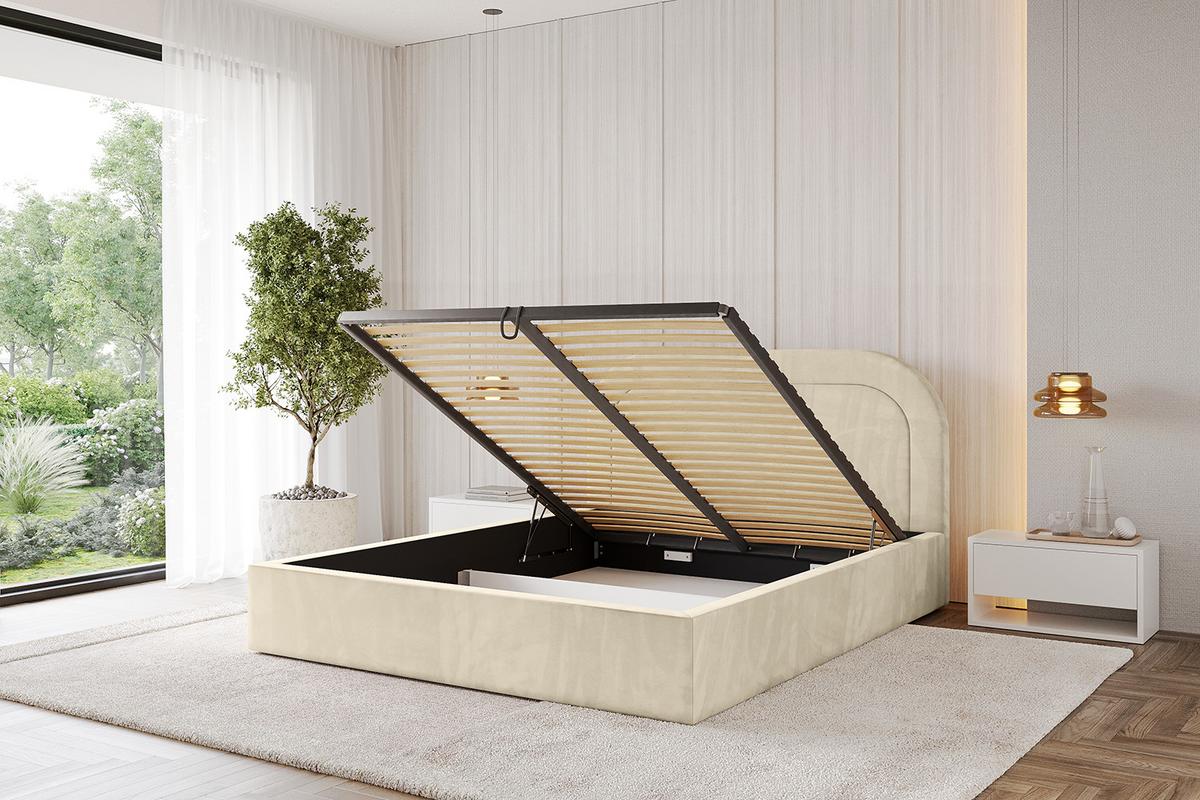 POLSTERBETT mit Bettkasten und Lattenrost, Boxbett ohne Matratze - LERAY 200x200 Beige - Ecru, Holzwerkstoff/Textil (200/200cm) - ALTDECOR
