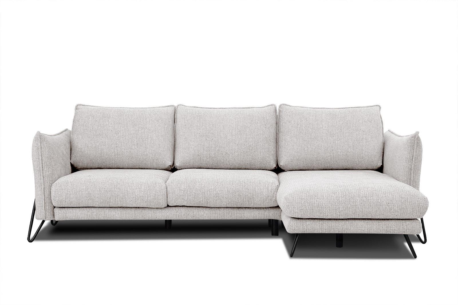 ECKSOFA HOSTEN 4-Sitzer, creme - Creme/Schwarz, Holzwerkstoff/Textil (269/158cm) - Wozimo