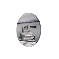 RUNDES BILD Grau 40/40 cm - Grau, Textil (40/40cm) - KUNSTLOFT