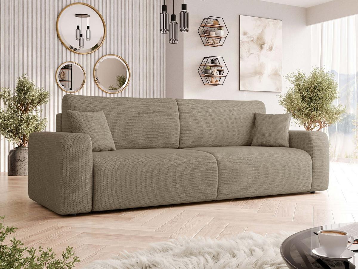 SCHLAFSOFA Piano - Hellbraun/Schwarz, Holz/Kunststoff (245/82/92cm) - MIRJAN24