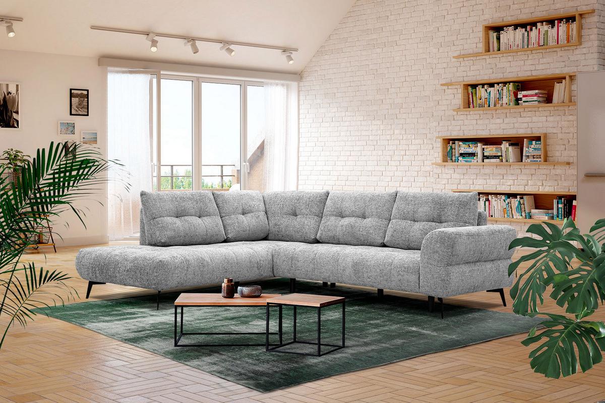ECKSOFA SALVINI 5-Sitzer, grau - Schwarz/Grau, Holzwerkstoff/Textil (158/292cm) - Wozimo