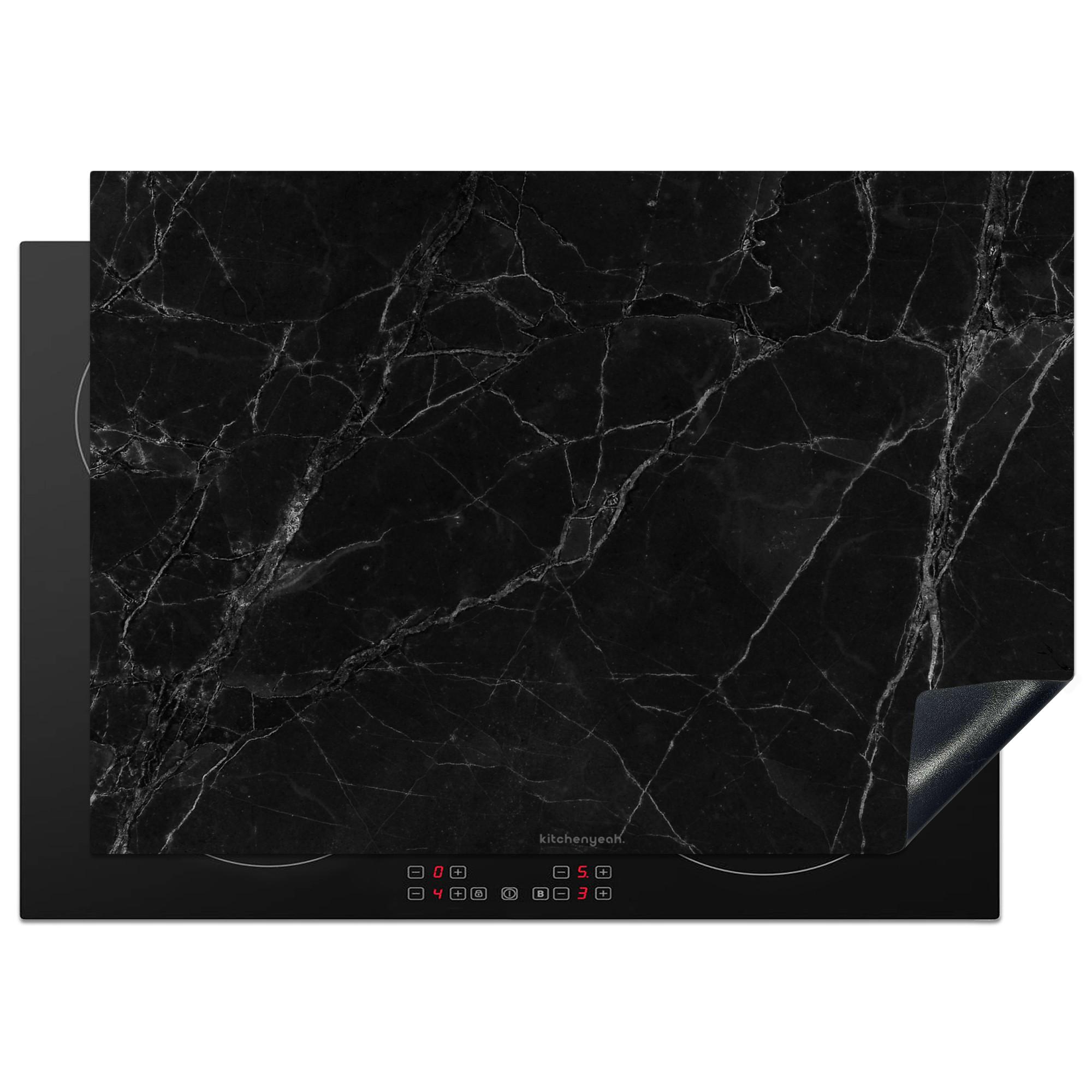 HERDABDECKPLATTE Schwarz - Marmor Herdabdeckung Induktionsfeld 75x52 cm - Schwarz, Kunststoff (75/52/0.2cm) - MuchoWow