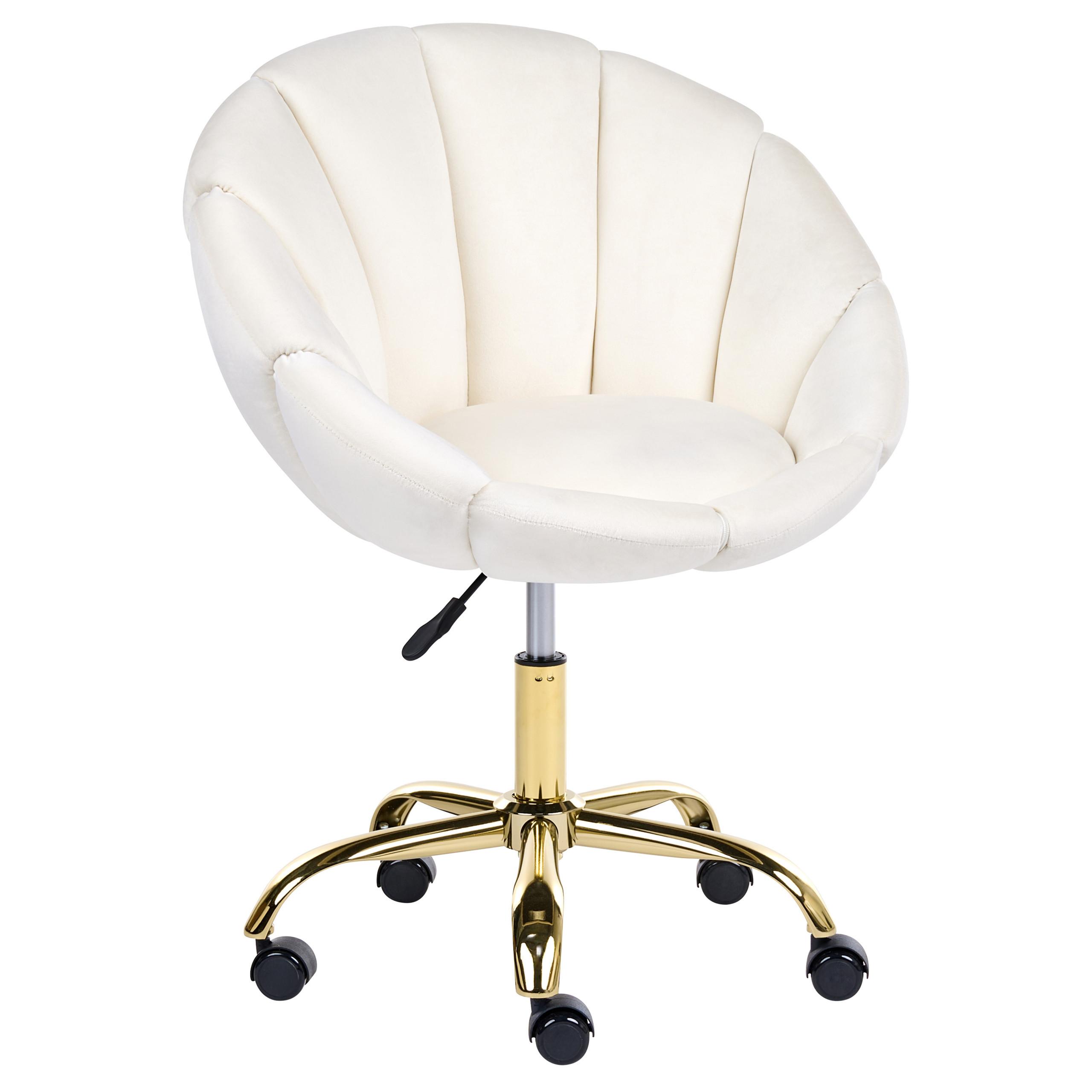 SCHREIBTISCHSTUHL Samtstoff Cremeweiß Annabelle - Creme, Textil (66/81/39cm) - Beliani