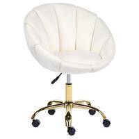 SCHREIBTISCHSTUHL Samtstoff Cremeweiß Annabelle - Creme, Textil (66/81/39cm) - Beliani