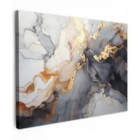 LEINWANDBILD Marmor - Schwarz - Gold - Weiß Wandbild 40x30 cm - Dunkelgrau, Textil (40/30cm) - MuchoWow