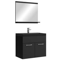 BADMÖBEL-SET Montreal 3 Teile Schwarz Matt - Schwarze Waschbecken - 60 x 35 x 51 cm - Schwarz, Holz (60/51/35cm) - Badplaats