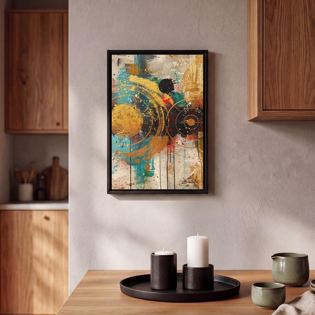 LEINWAND Bilder mit Rahmen - Abstrakt - Kunst - Gold - Modern - 20x30 - Multicolor, Textil (20/30cm) - MuchoWow