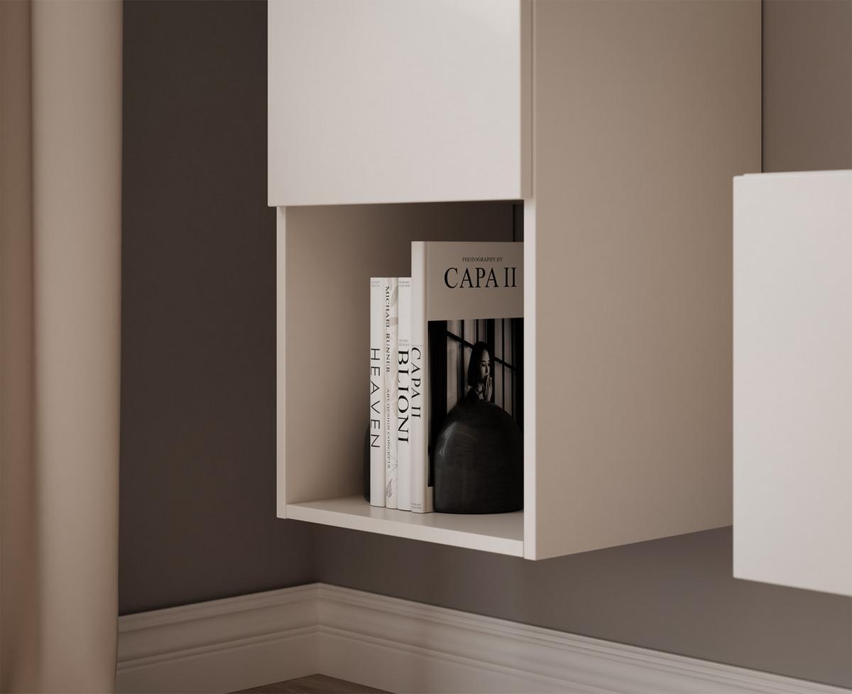 WOHNWAND ANGEL LINE I 2-teilig, mit LED-Beleuchtung, Kaschmir - Kaschmir, Holzwerkstoff (240/180/40cm) - Idohome