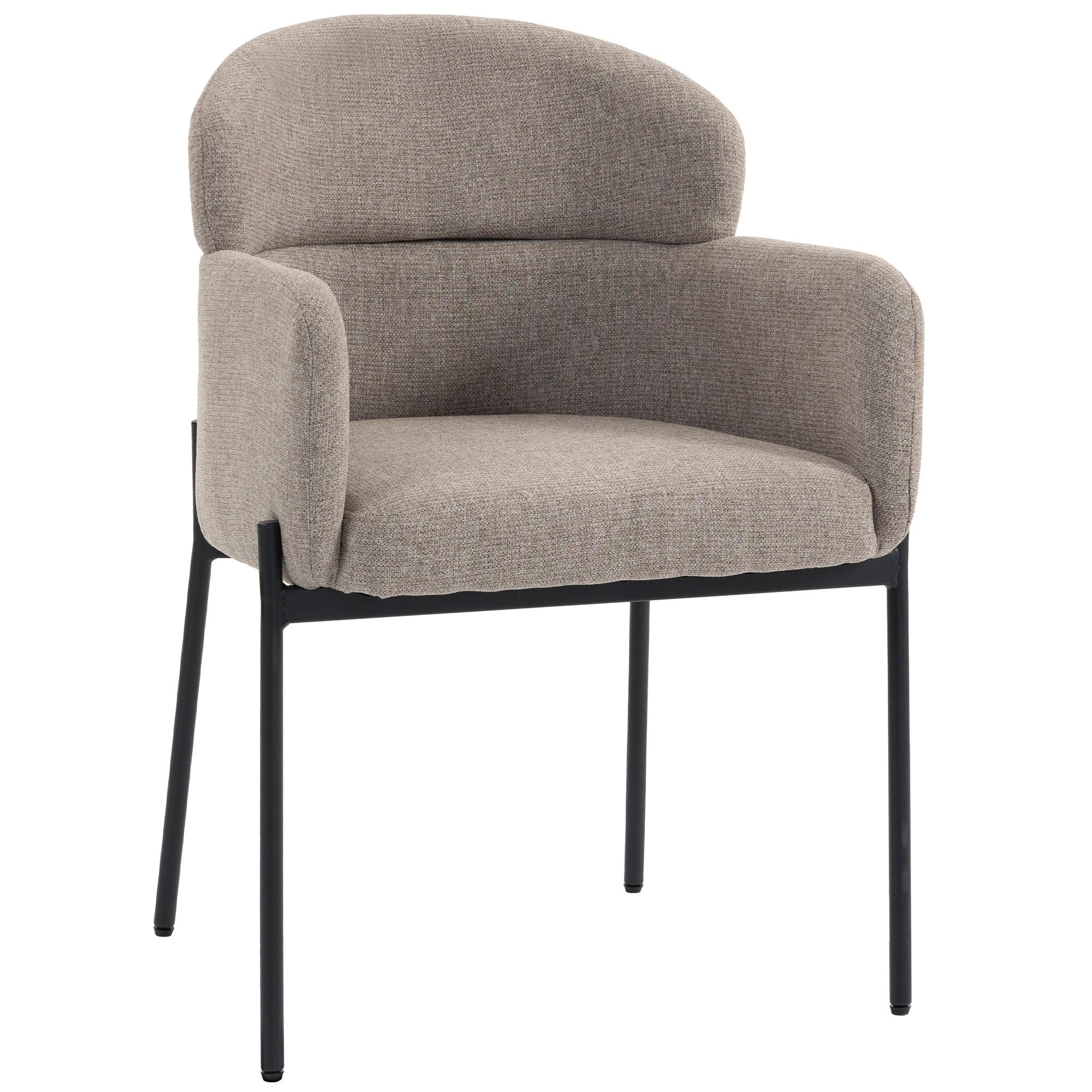 SESSEL Polyester Hellbraun - Hellbraun/Schwarz, Textil/Metall (57/83/60cm) - HOMCOM