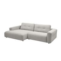 ECKSOFA XL MIKA Hellgrau Cord - Hellgrau/Schwarz, Kunststoff/Textil (296/167cm) - KAWOLA