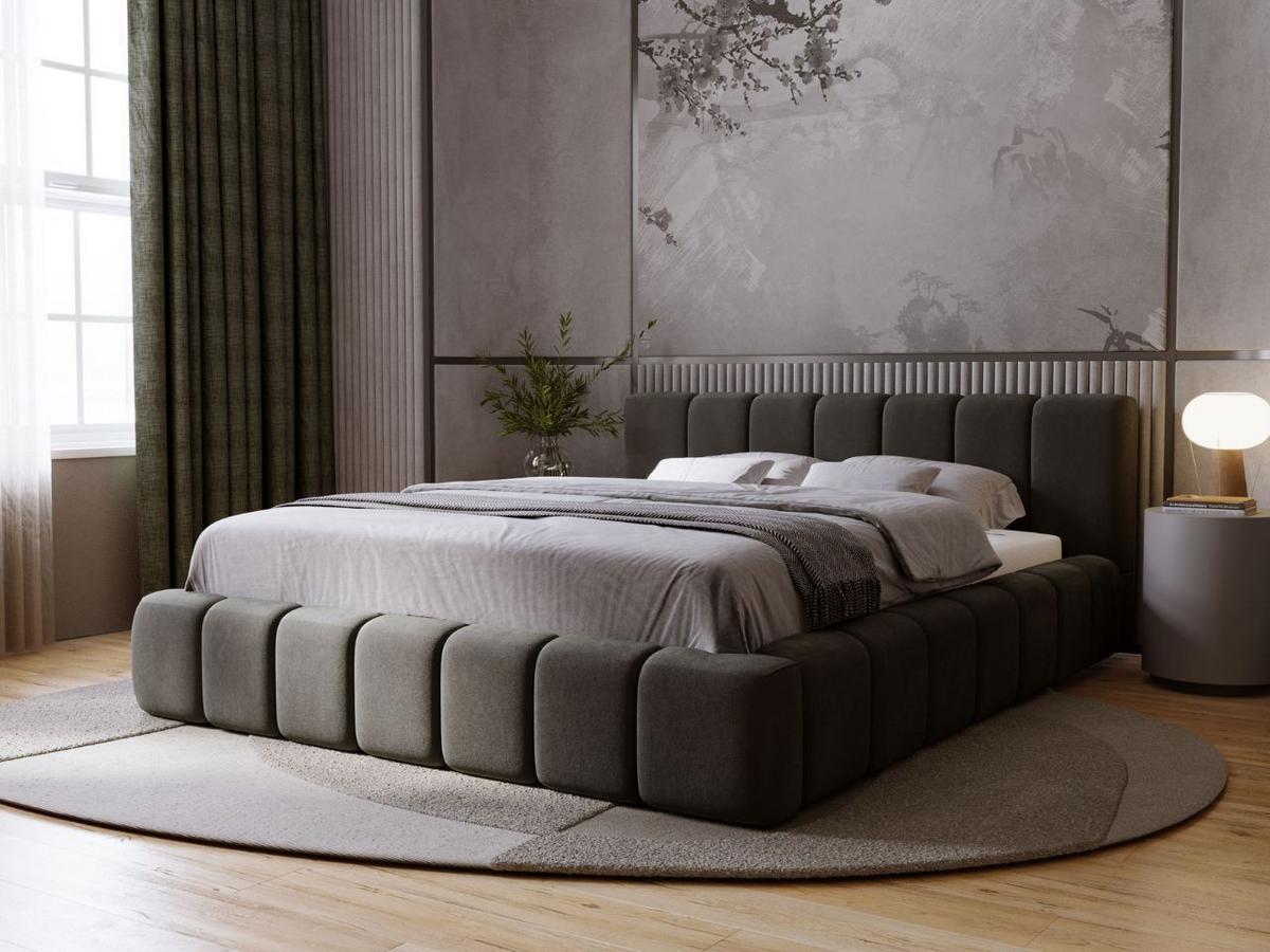POLSTERBETT Orio 180x200 Dunkelgrau - Dunkelgrau, Textil (180/200cm) - Graingold