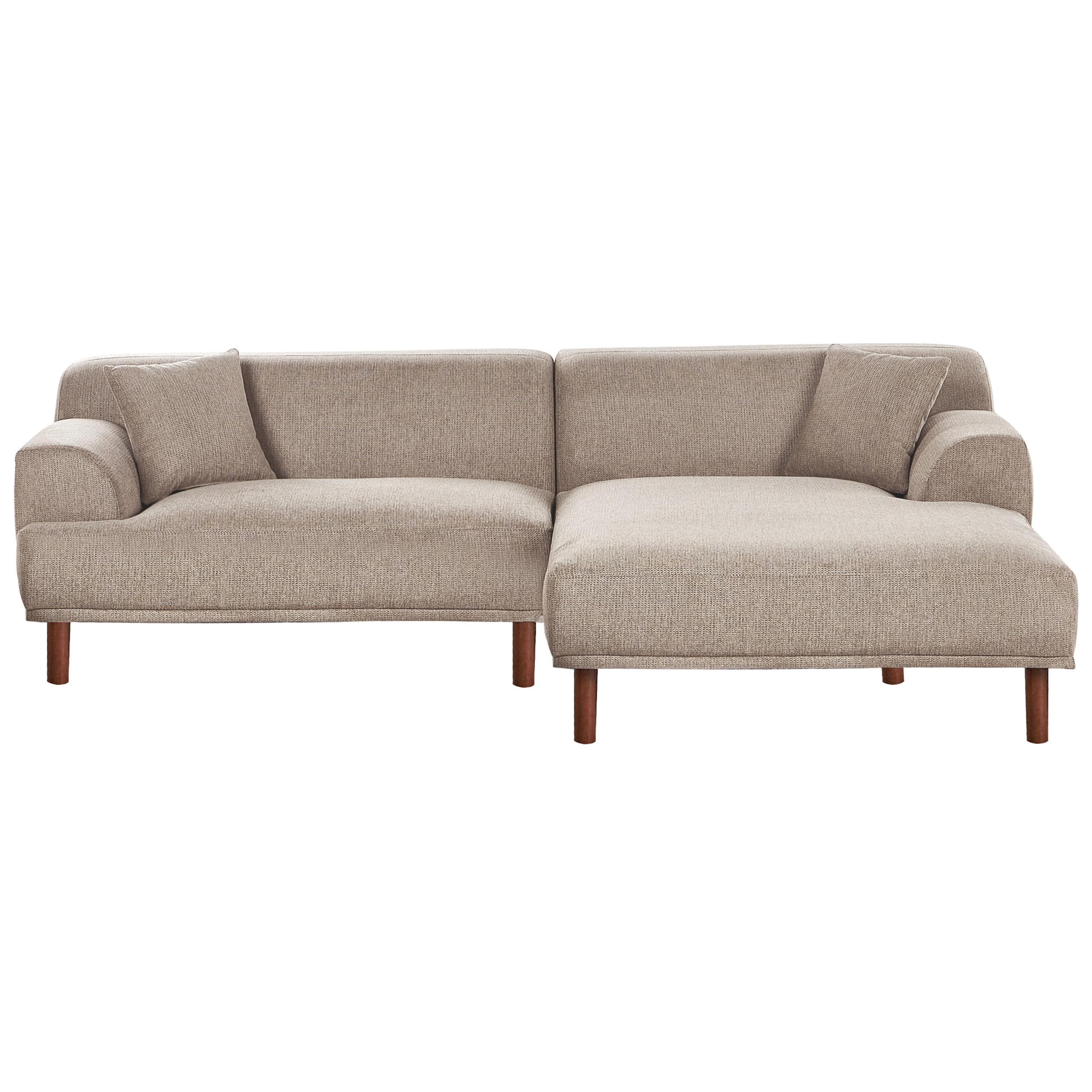 ECKSOFA 3-Sitzer Stoff Taupe linksseitig Holt - Taupe, Textil (241/159cm) - Beliani