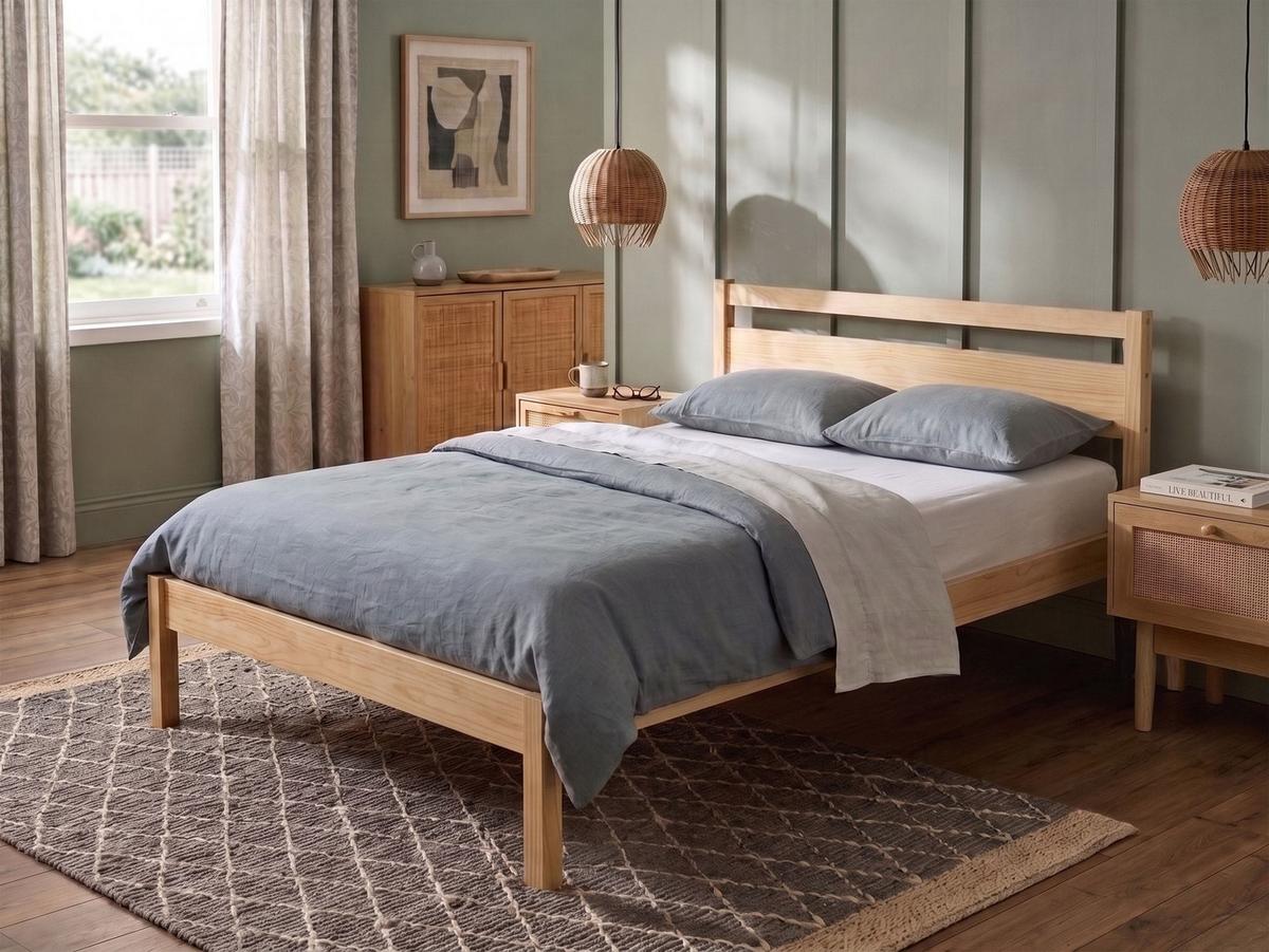 BETT mit Lattenrost 140/200 Kiefernholz Hellbraun Mercurer - Hellbraun/Braun, Holz (140/200cm) - Beliani