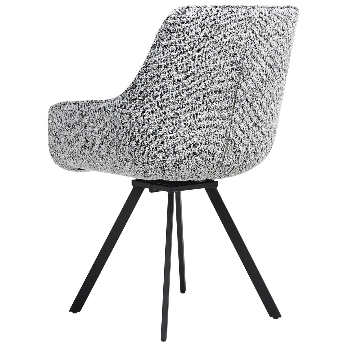 ESSZIMMERSTUHL drehbar Bouclé Schwarz/Weiß Marcellus - Weiß, Textil (59/87/60cm) - Beliani