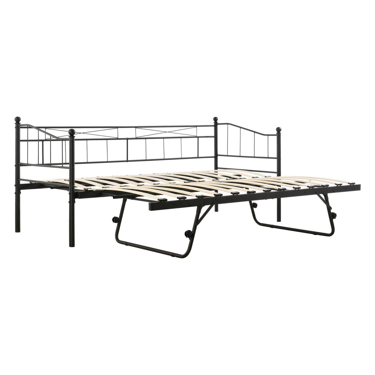TAGESBETT Skutskär - Schwarz, Metall (90/200cm) - [en.casa]