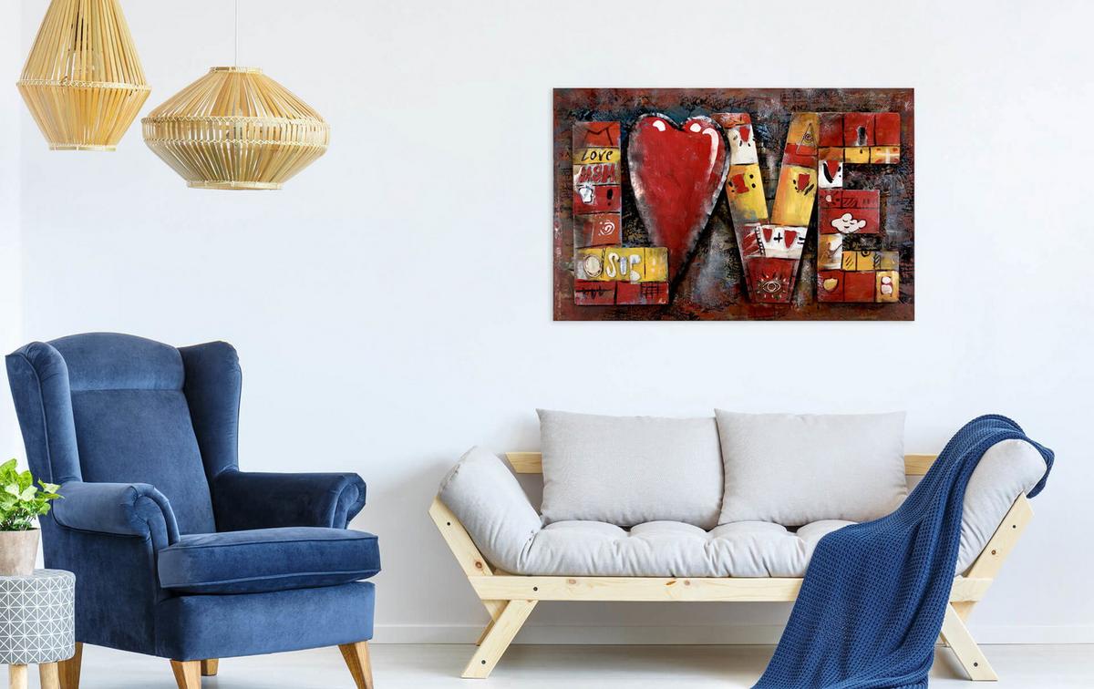 METALLBILD Rot 90/60 cm - Rot, Metall (4.5/60cm) - KUNSTLOFT