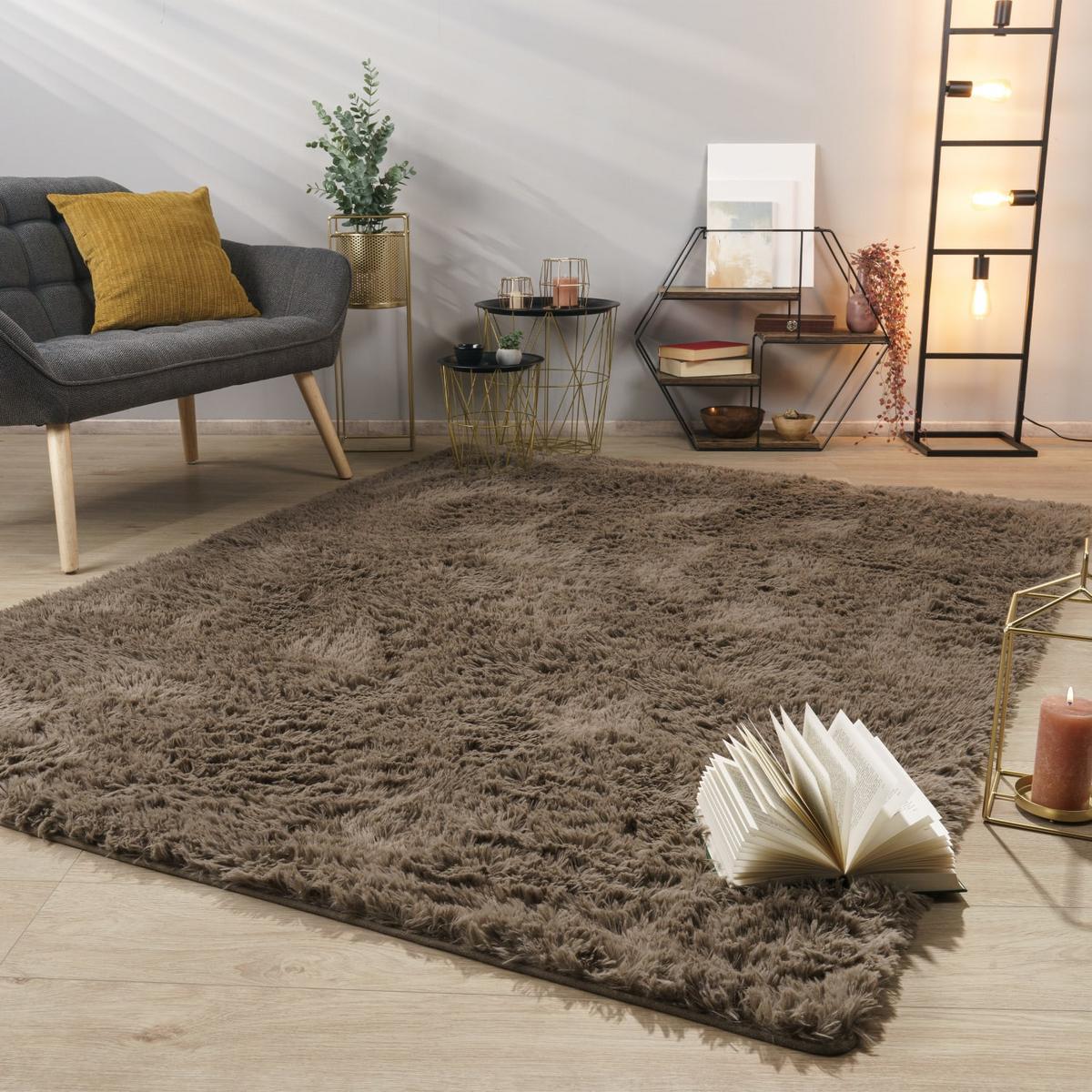 HOCHFLORTEPPICH Taupe 160 x 220 cm - Taupe, Kunststoff (160/220cm) - TT Home
