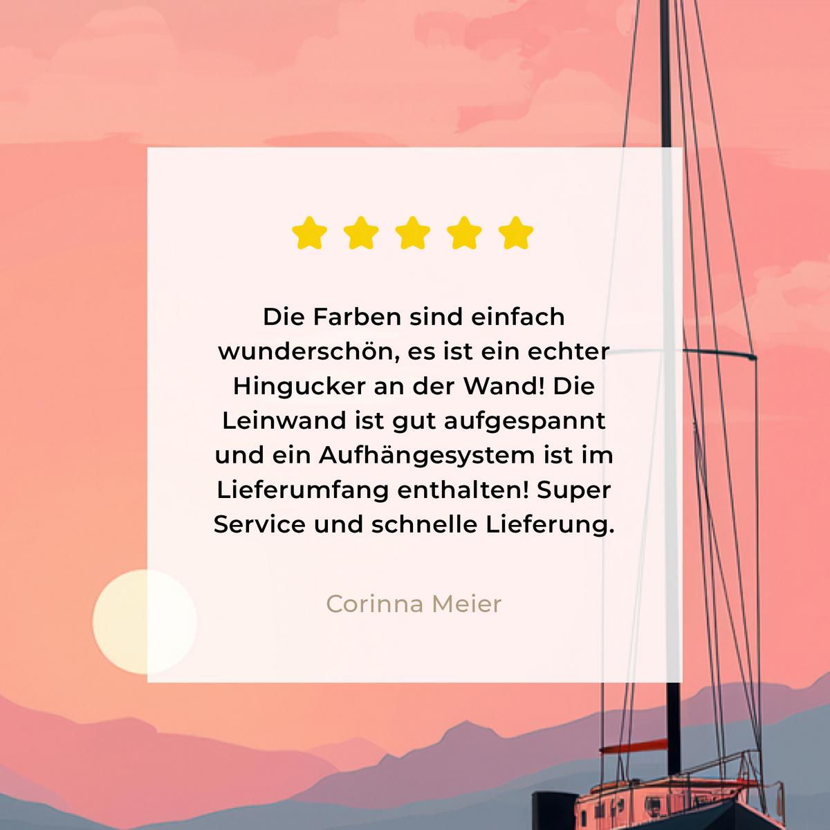 LEINWANDBILD Segelboot - Rosa Meer - Sonnenuntergang - Berge Wanddeko 40x60 cm - Rosa, Textil (40/60cm) - MuchoWow