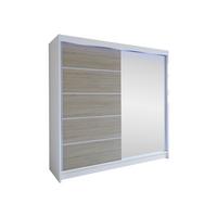 SCHWEBETÜRENSCHRANK Talin III, mit RGB LED Beleuchtung - Beige/Silberfarben, Holzwerkstoff/Metall (180/215/58cm) - MIRJAN24