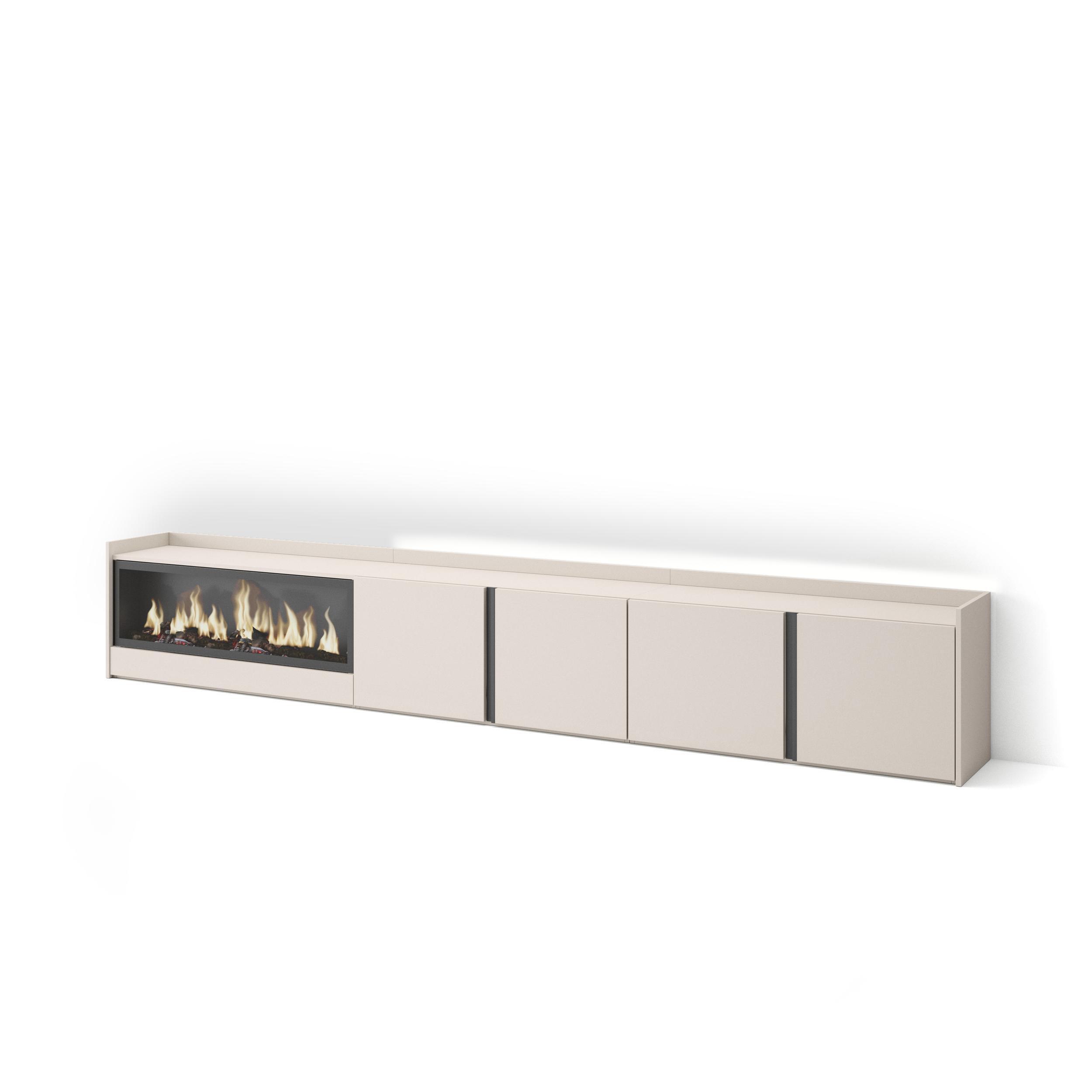 LOWBOARD, Beige, 315/35/50cm, Kamin mit Feuereffekt XXL - Beige, Holzwerkstoff (315/50/35cm) - Skraut Home