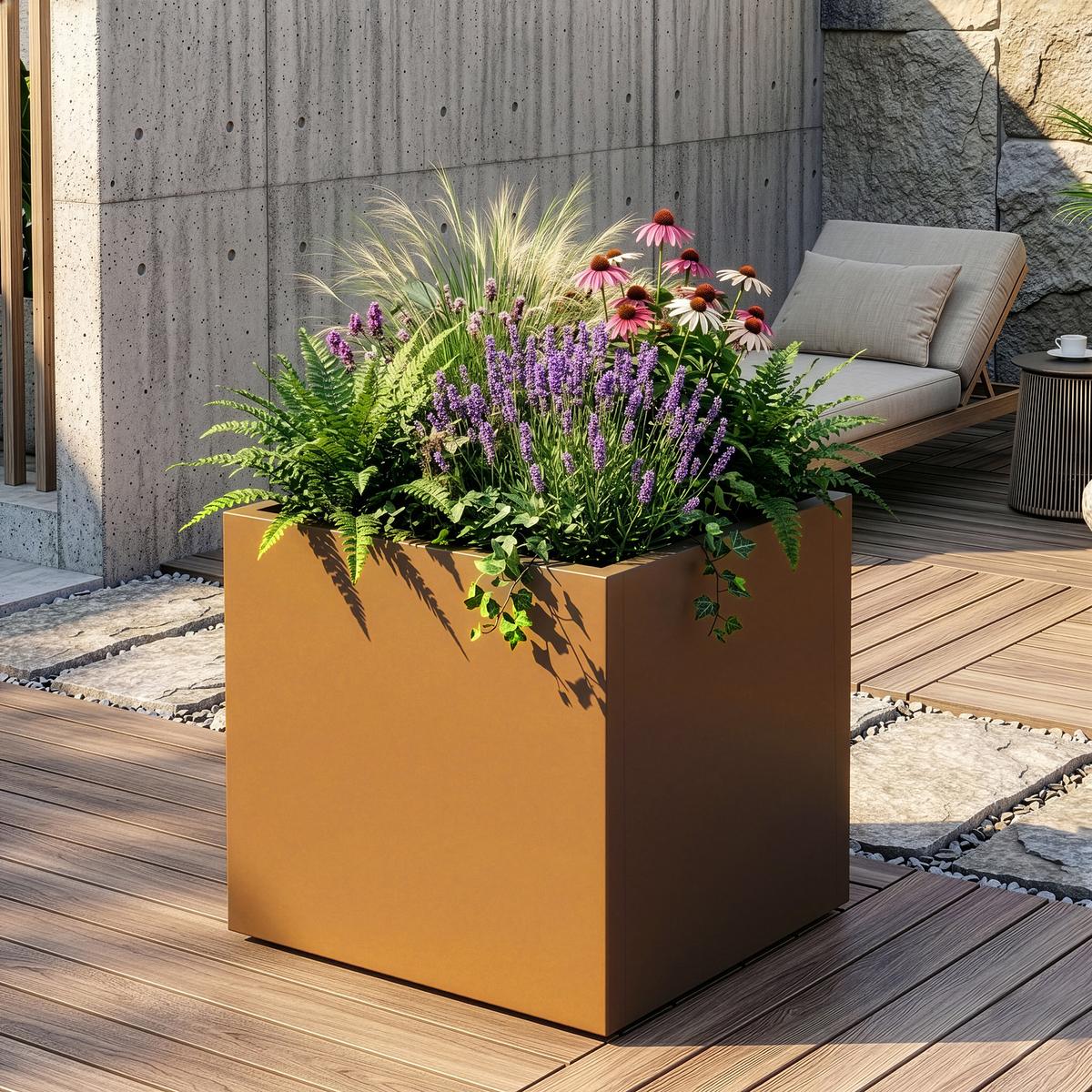 PFLANZKÜBEL Vaargel - Braun, Metall (60/60/60cm) - casa.pro