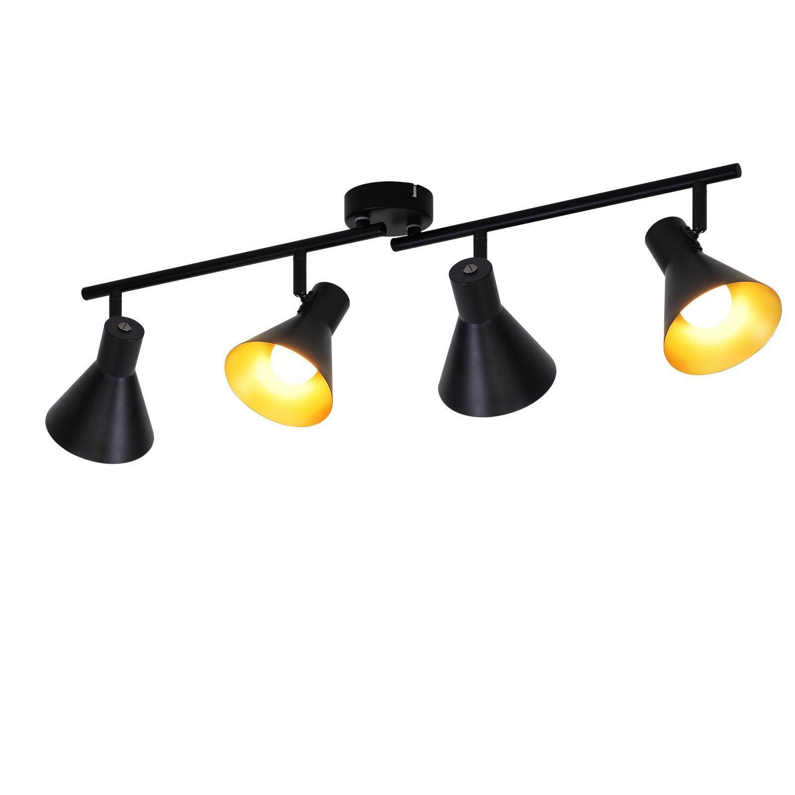 DECKENSTRAHLER Welle 4-flammig 71/11/21 cm - Schwarz, Metall (71/11/21cm) - Nettlife