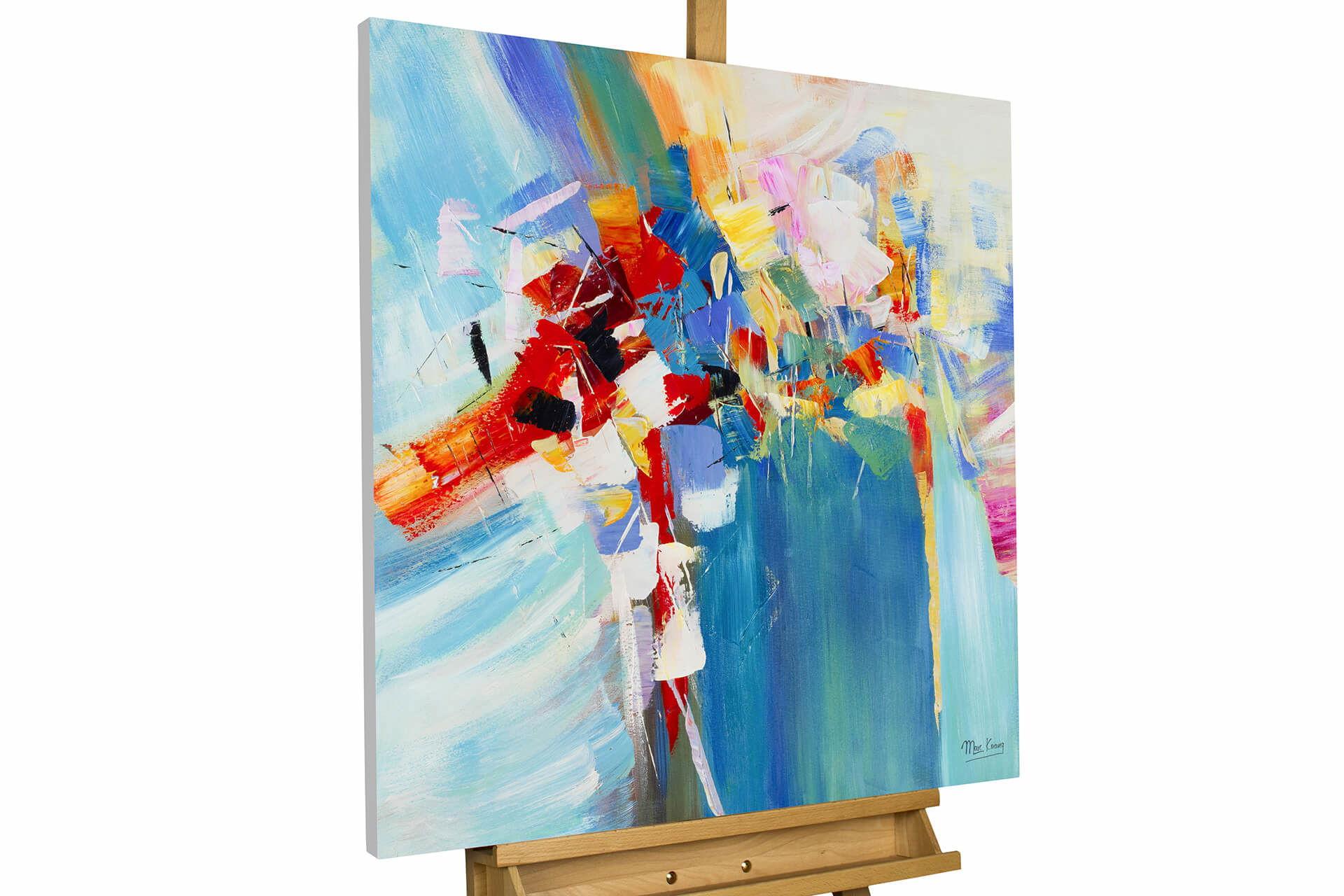 ACRYLBILD HANDGEMALT 80/80 cm - Blau/Multicolor, Holz/Textil (80/80cm) - KUNSTLOFT