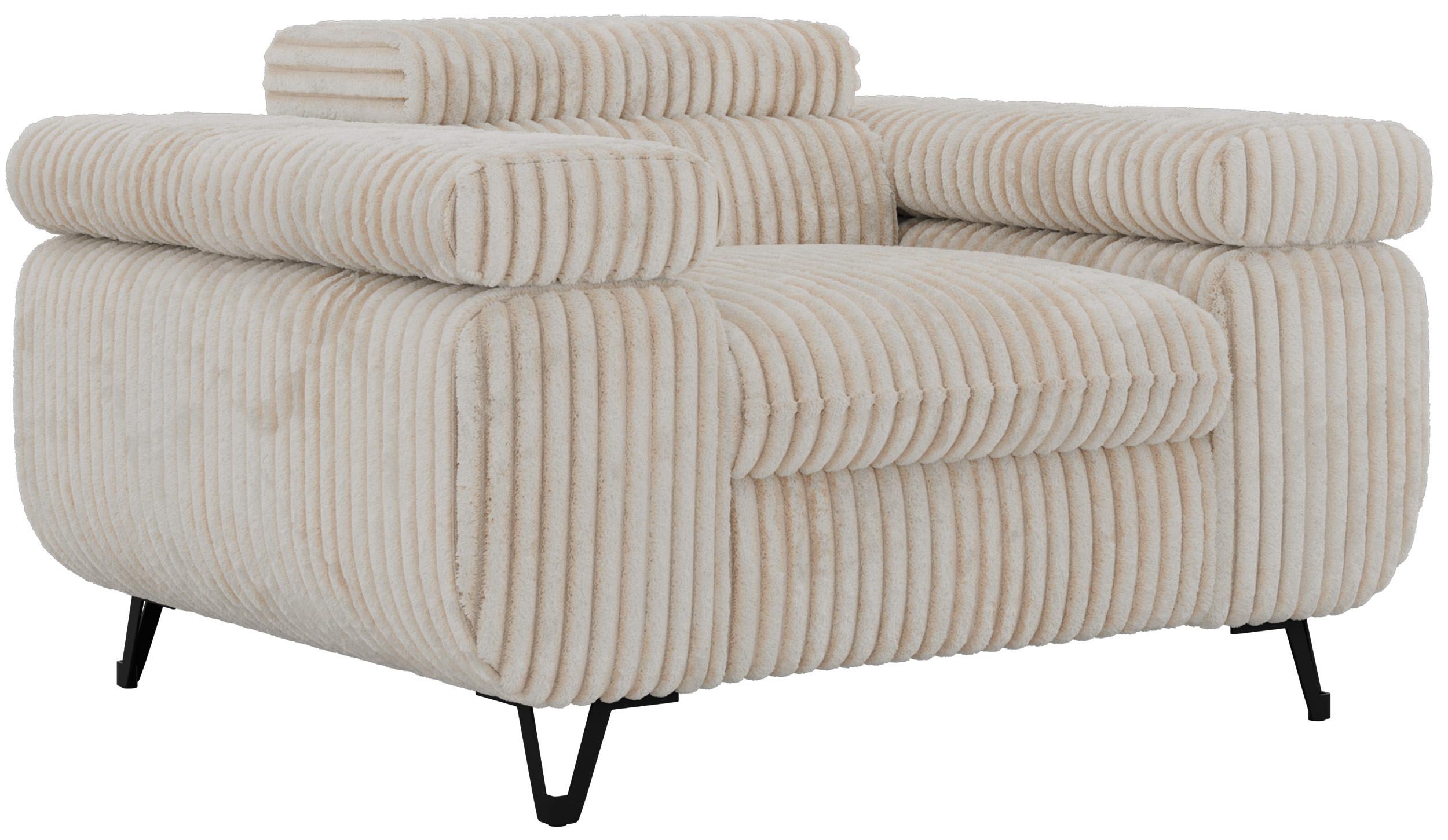 SESSEL PETER 1 - Beige Cord - Beige/Creme, Textil/Metall (126/76/99cm) - MKS