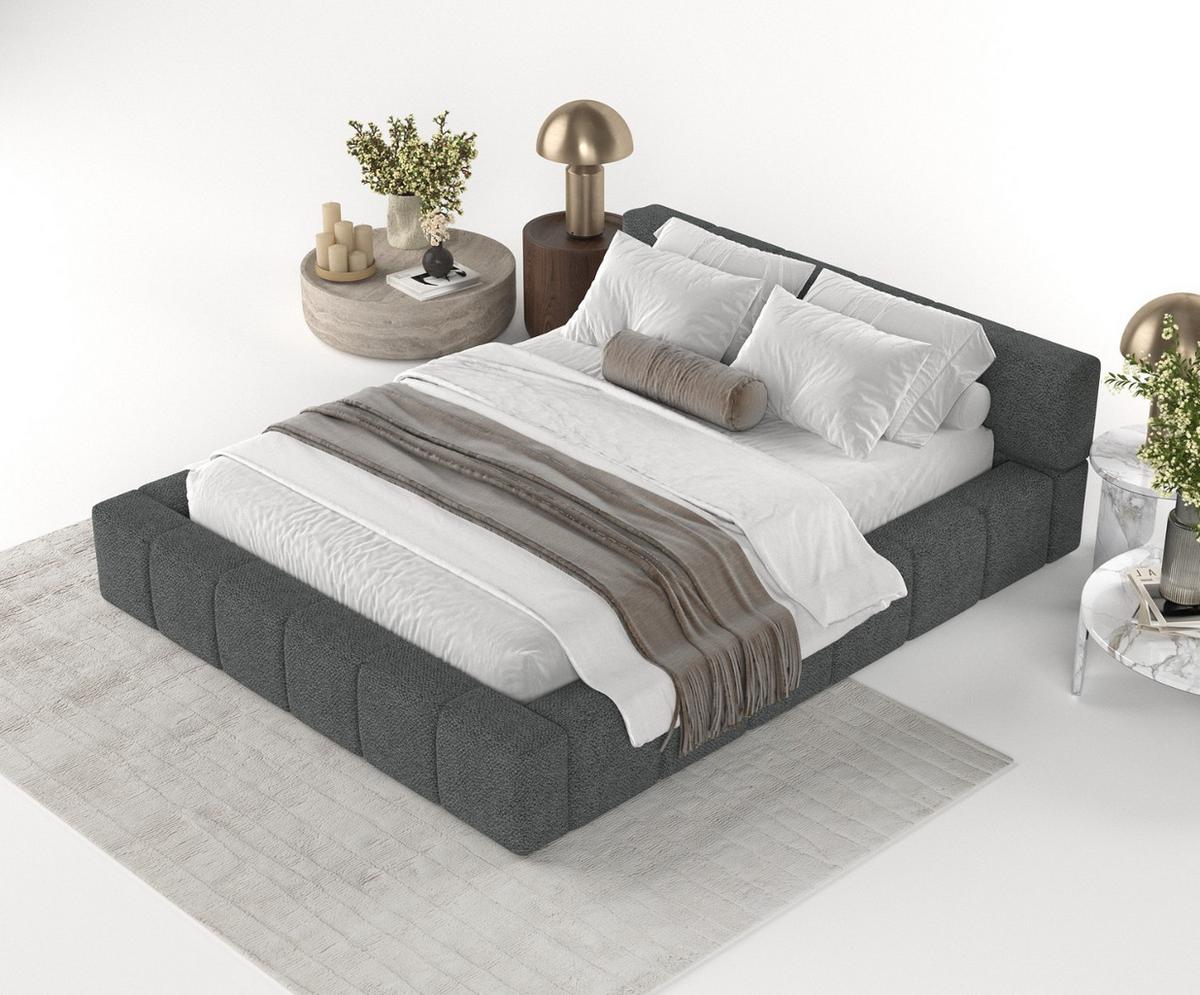 POLSTERBETT Milos mit Stauraum 200/200 cm Anthrazit im Bubble Stoff - Anthrazit/Schwarz, Holz/Holzwerkstoff (200/200cm) - AltaBeds