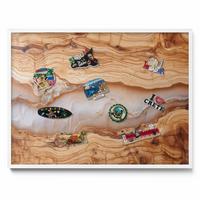 MAGNETTAFEL 80x60 cm Weißer Rahmen Holzstruktur Mit Harz - Wildeiche, Metall (80/60/0.4cm) - TULUP