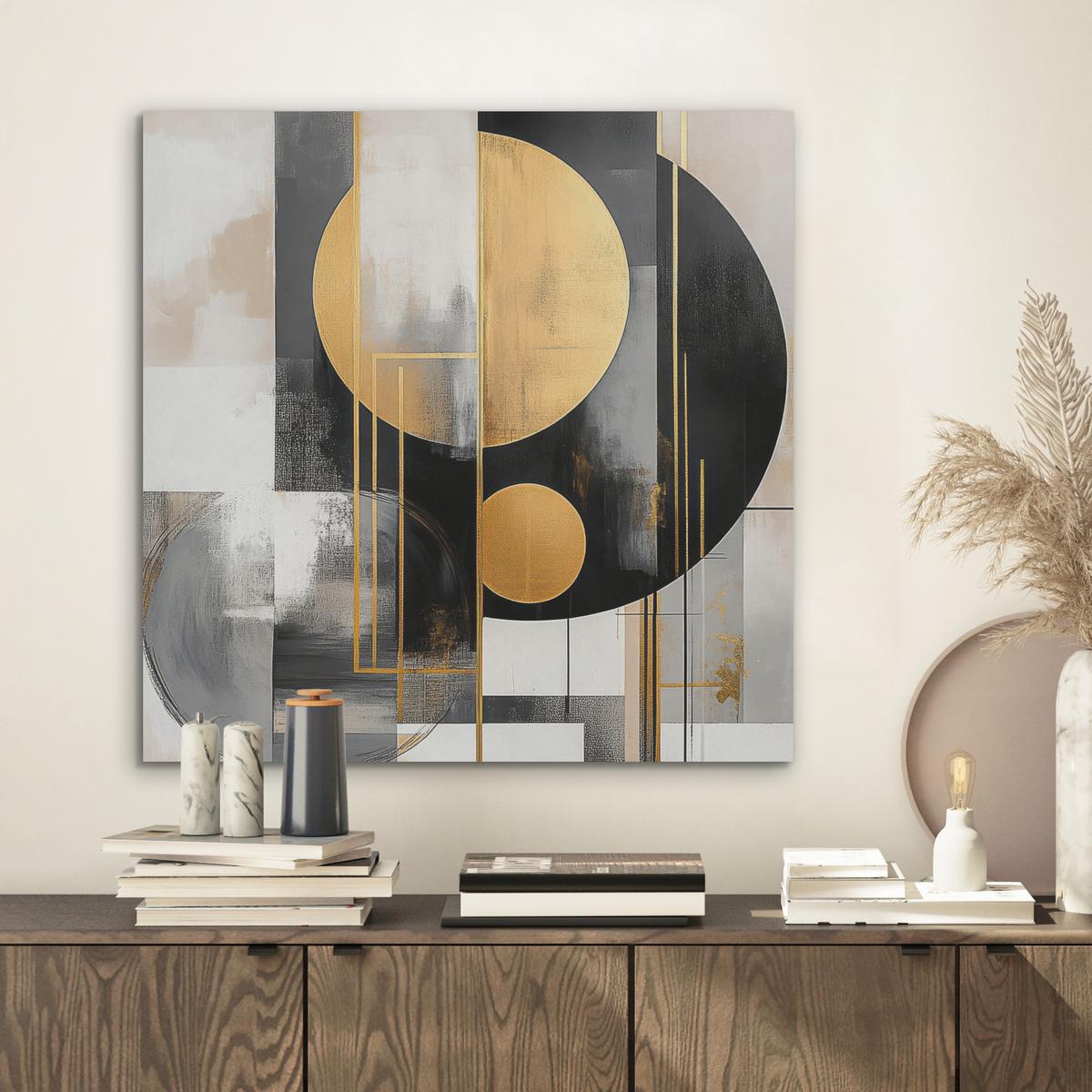 AKUSTIKBILD Abstrakt - Gold - Silber - Formen - Ästhetisch - Modern Wandbilder 60x60 cm - Goldfarben, Kunststoff (60/60/0.9cm) - MuchoWow