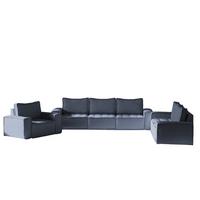 SOFASET Sande 3-2-1 In Raven - Blau, Holzwerkstoff/Textil (292/85/90cm) - Fun Möbel