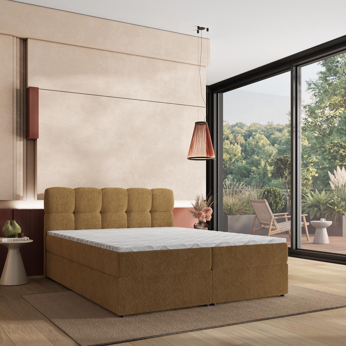 BOXBETT MERU 140x200 cm mit Matratze und Topper - Orange - Orange, Holz (140/200cm) - MASSENO