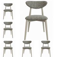 POLSTERSTUHL Mallow – 6er Set – Holzbeine in Kaschmirfarbe – Weiche Sitzfläche und Rückenlehne – Grau Webstoff - Kaschmir/Grau, Holz/Textil (53/79/49cm) - WFL GROUP