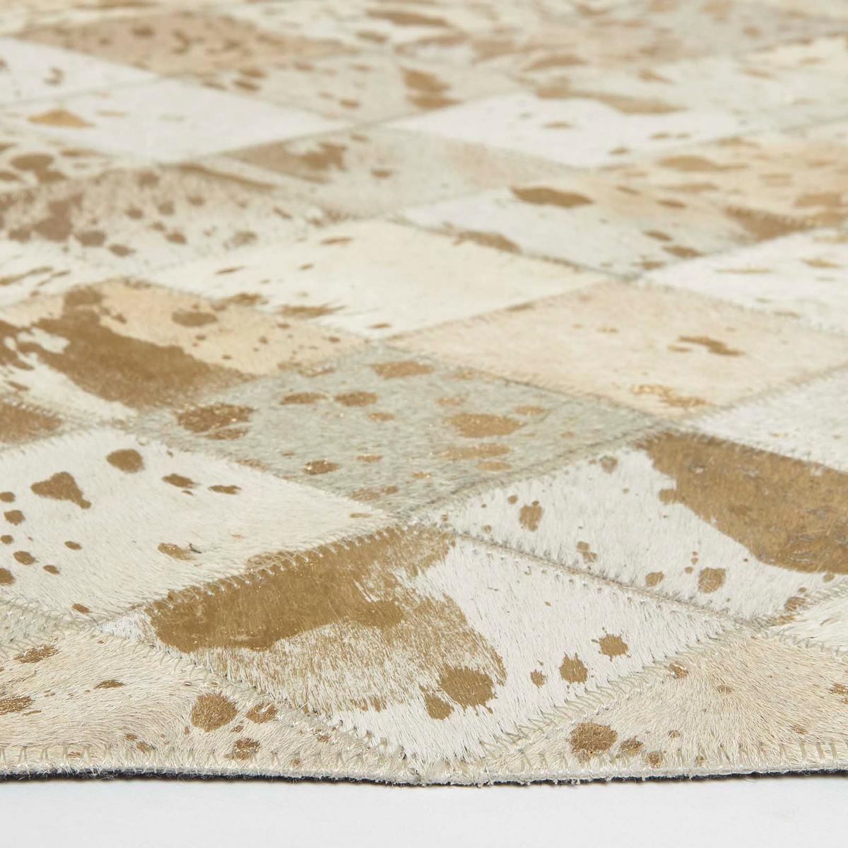 PATCHWORK-TEPPICH Leder, Rauten-Muster 90/150 cm - Multicolor, Leder (90/150cm) - Homescapes