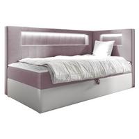BOXBETT Gold Junior 3, Seite zum Öffnen des Bettkastens: Rechts - H3 - Weiß/Rosa, Holz (90/200cm) - MIRJAN24