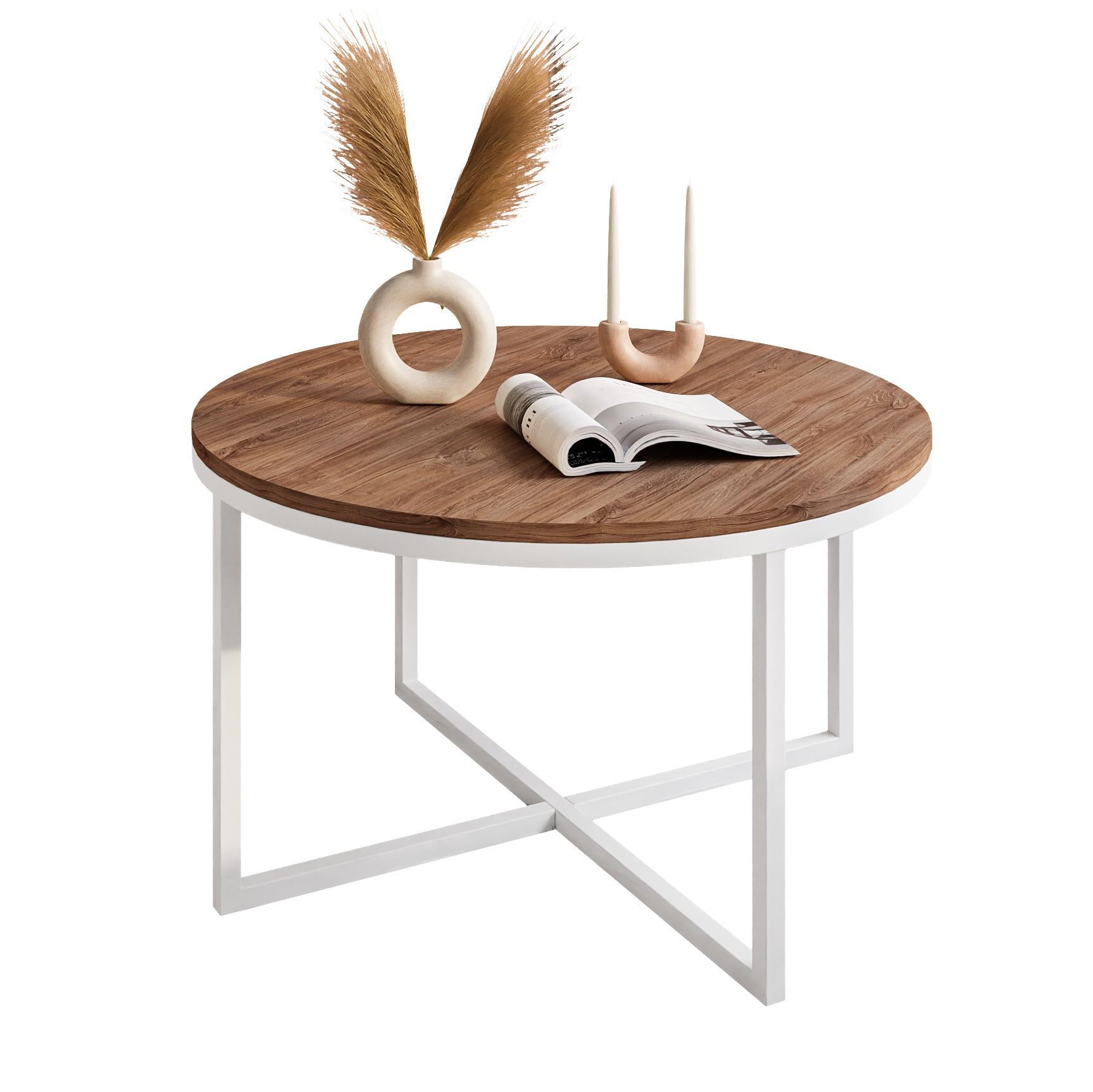 COUCHTISCH CIRI-X Eichenholz Sterling - Eichefarben/Weiß, Holzwerkstoff (70/70/45.6cm) - Lookway