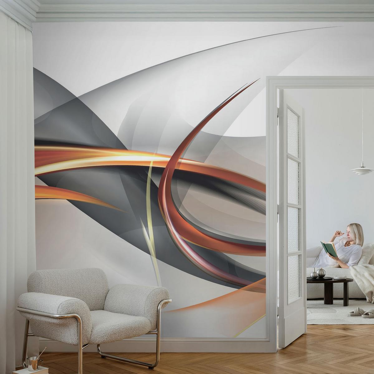 FOTOTAPETE 104x70 cm - Abstrakte Dynamik - Beige, Textil (104/70cm) - Wallfluent