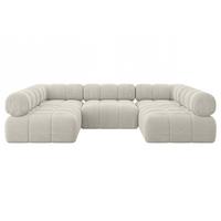 WOHNLANDSCHAFT modulares Sofa Garvo-U1 - 285x190x70 cm Creme Cord - Hellgrau/Creme, Holzwerkstoff/Textil (285/70/190cm) - ALTDECOR