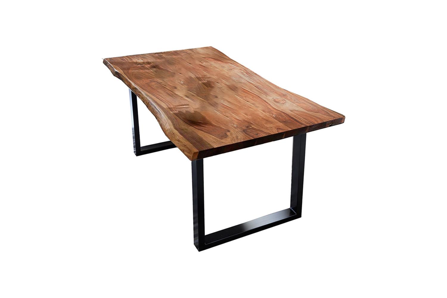 ESSTISCH LORE Holz Akazie - Nussbaumfarben/Schwarz, Holz/Metall (100/200/76cm) - KAWOLA