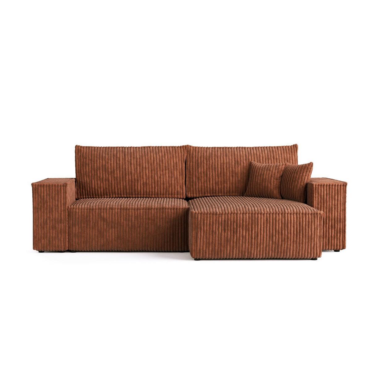 ECKSOFA CAVO mit Schlaffunktion Kupfer im Tilia Stoff - Schwarz/Kupferfarben, Holz/Holzwerkstoff (255/148cm) - AltaBeds