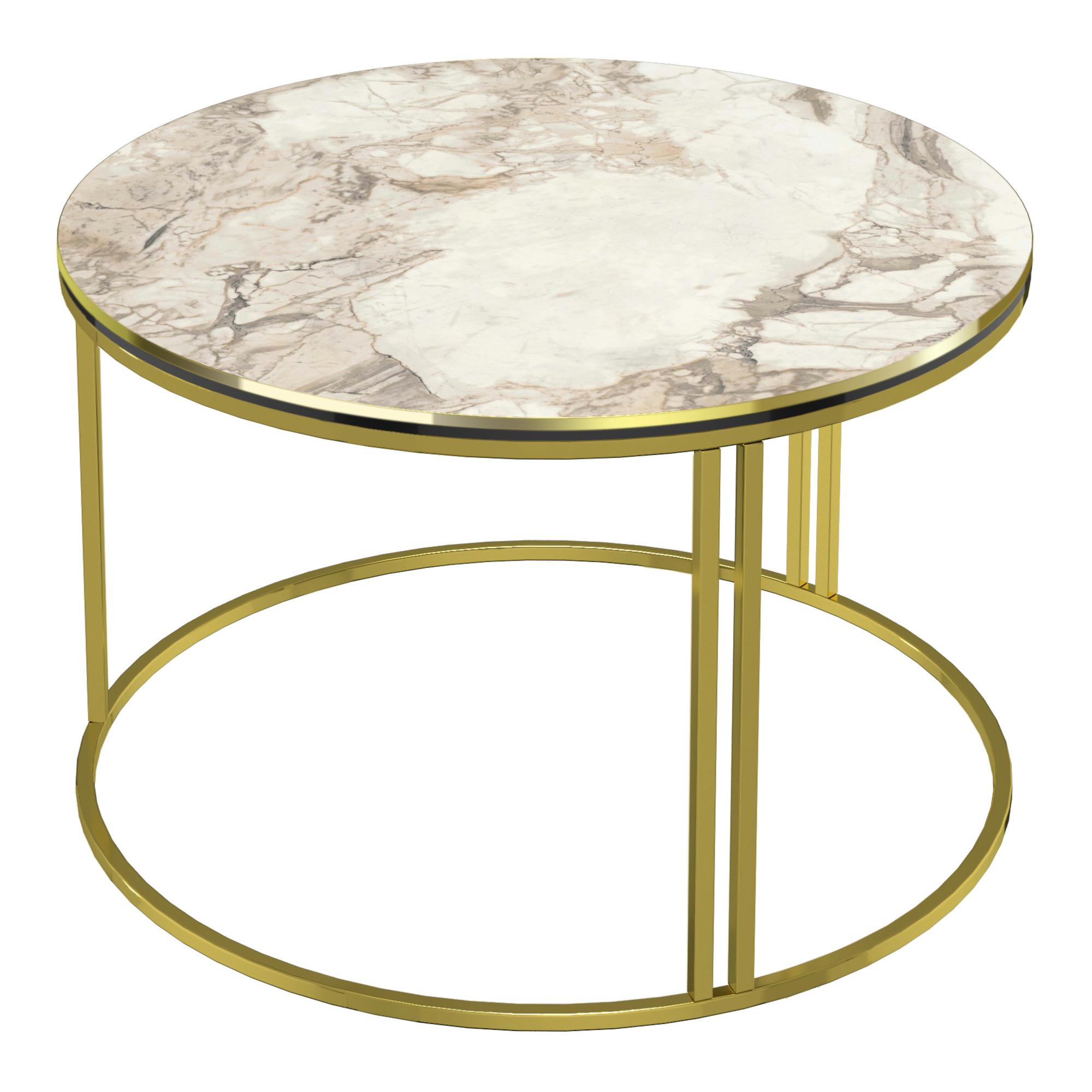 COUCHTISCH Aulum 70/70/50 - Goldfarben/Weiß, Holzwerkstoff/Metall (70/70/50cm) - [en.casa]