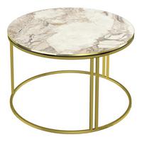 COUCHTISCH Aulum 70/70/50 - Goldfarben/Weiß, Holzwerkstoff/Metall (70/70/50cm) - [en.casa]
