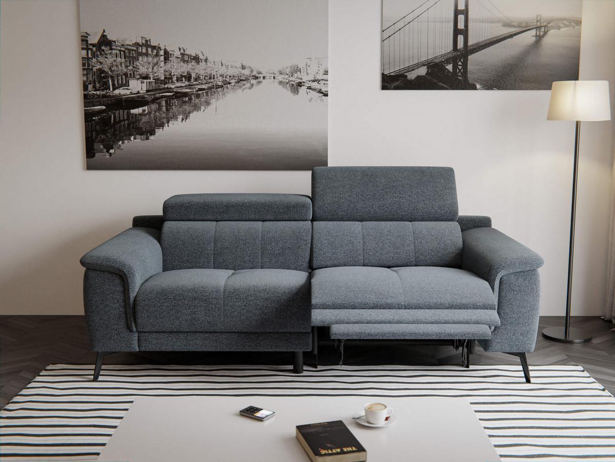 RELAXSOFA FIERO 3-Sitzer mit 1 Relaxfunktion, dunkelgrau - Dunkelgrau/Schwarz, Holzwerkstoff/Textil (212/82/103cm) - Wozimo