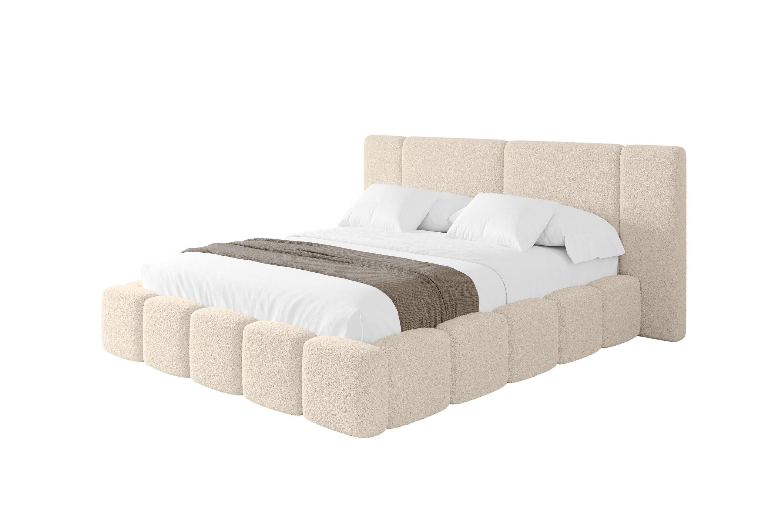 POLSTERBETT mit Bettkasten und Lattenrost, Boxbett ohne Matratze - NILO 120x200 Dunkelbeige - Honig, Holzwerkstoff/Textil (120/200cm) - ALTDECOR