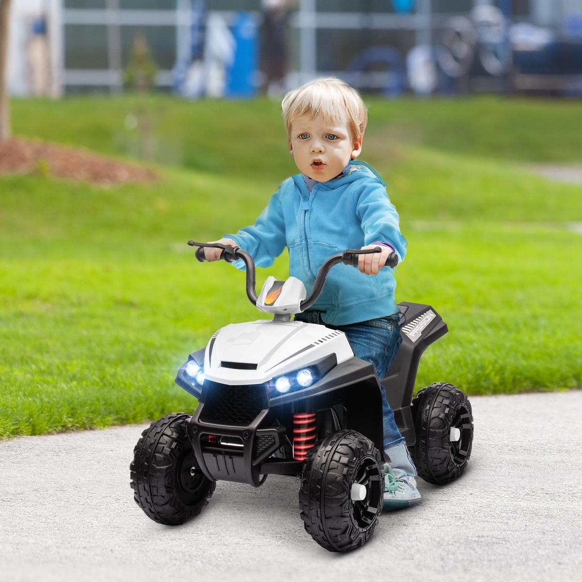 KINDER Elektroquad, Weiß, Kunststoff, Metall, 85cm x 55,5cm x 62cm - Weiß, Metall (85/55.5/62cm) - AIYAPLAY