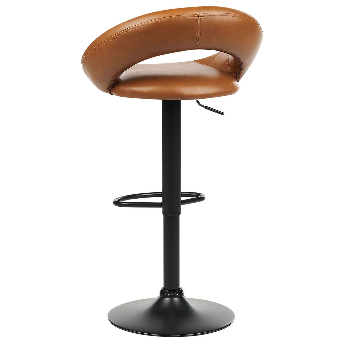BARHOCKER 2er-Set Kunstleder goldbraun/schwarz höhenverstellbar Peoria - Schwarz/Braun, Kunststoff (53/79/48cm) - Beliani