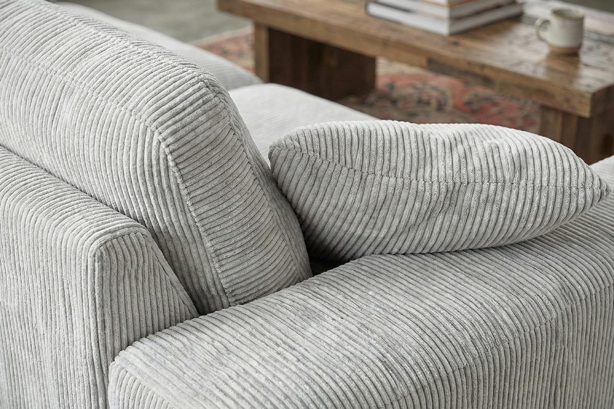 SOFA NETTA Hellgrau Cord - Hellgrau/Braun, Birkenholz/Textil (258/90/116cm) - KAWOLA
